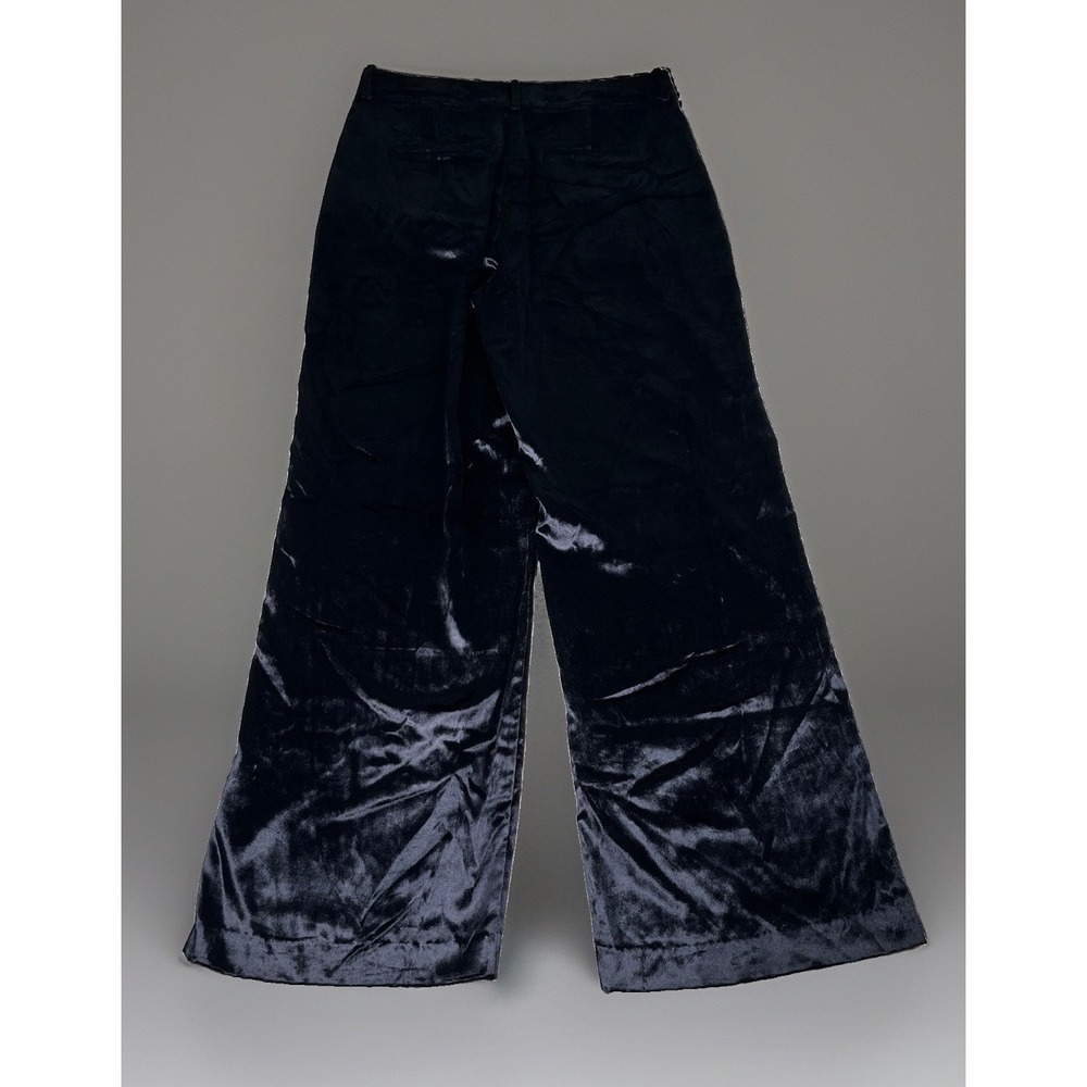NWT-Paige Chateau Wide Leg Trouser Pant Women's 10 Midnight High Waist Velvet - Picture 6 of 11